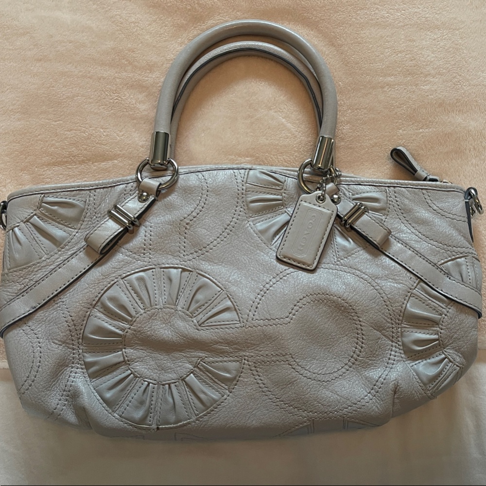 Coach Silver-Tone Embossed Shoulder Bag